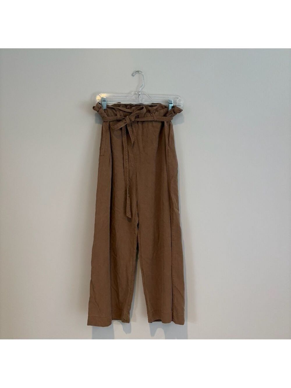 Industry Chic Brown Paperbag Belted Waist Wide Leg Pants Size S